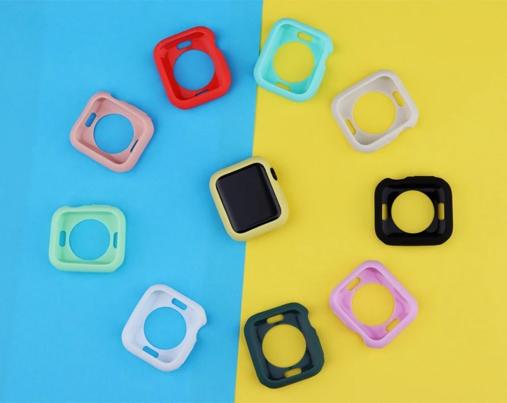 Candy Soft Silicone Case for Apple Watch 3 2 1 42MM 38MM Cover Protection Shell for iWatch 4 5 6 SE 44MM 40MM Watch Bumper black