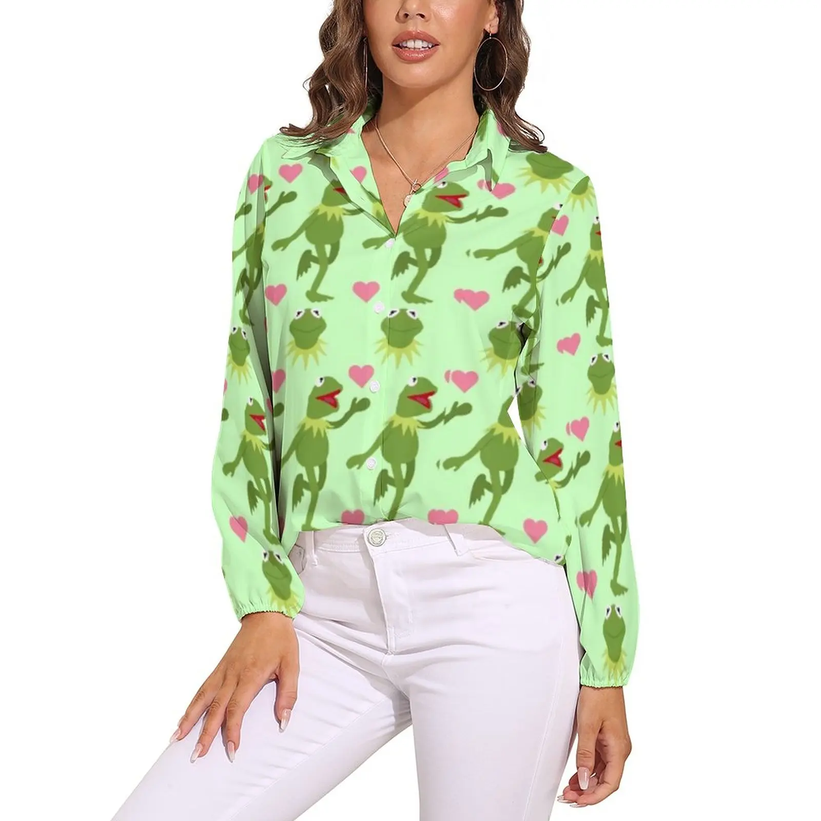 

Frog Blouse Animal Pullover Woman Cute Shirt Autumn Harajuku Top Shirts