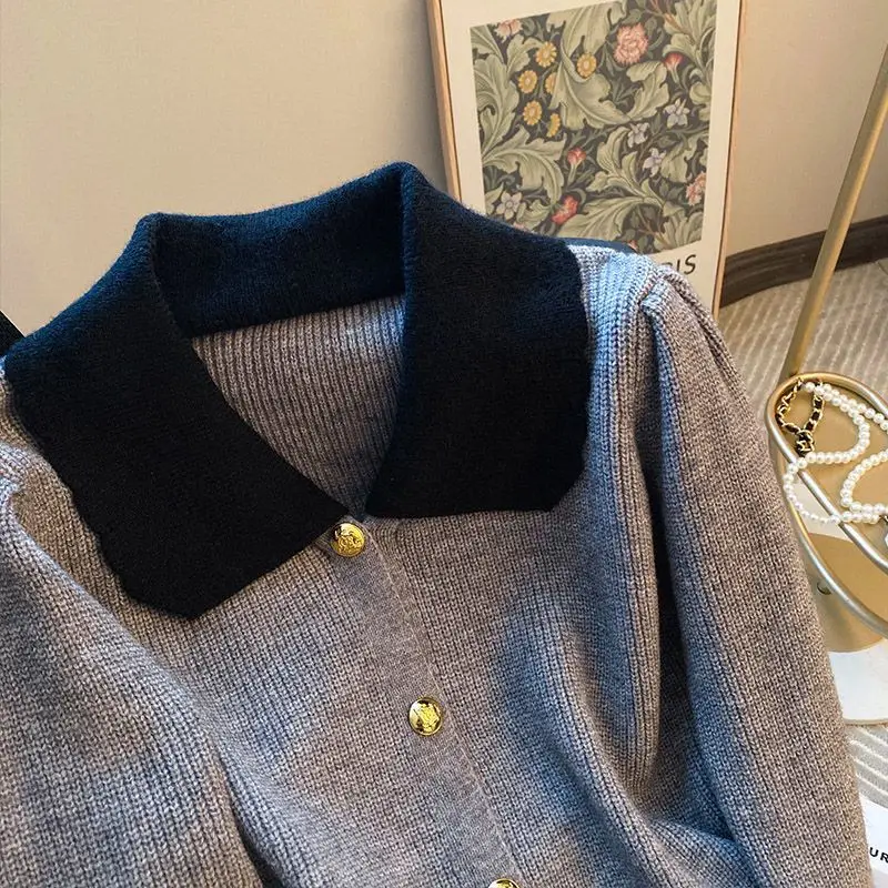 Модный повседневный женский топ на осень и зиму корейская версия серый