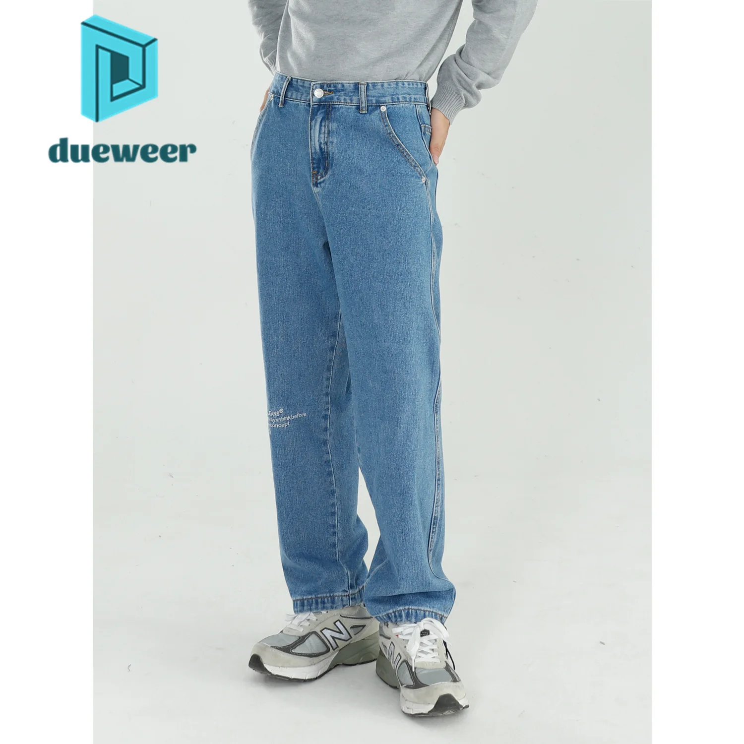 

DUEWEER Men's Straight Leg Printed Loose Baggy Jeans Harajuku Denim Pants Trousers For Men Vintage Casual Distressed Streetwear