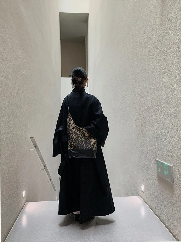 [Xiaoyoujia Bag] Hoyozi Autumn Leopard Print Shoulder Bucket Bag Women 2024 New Portable