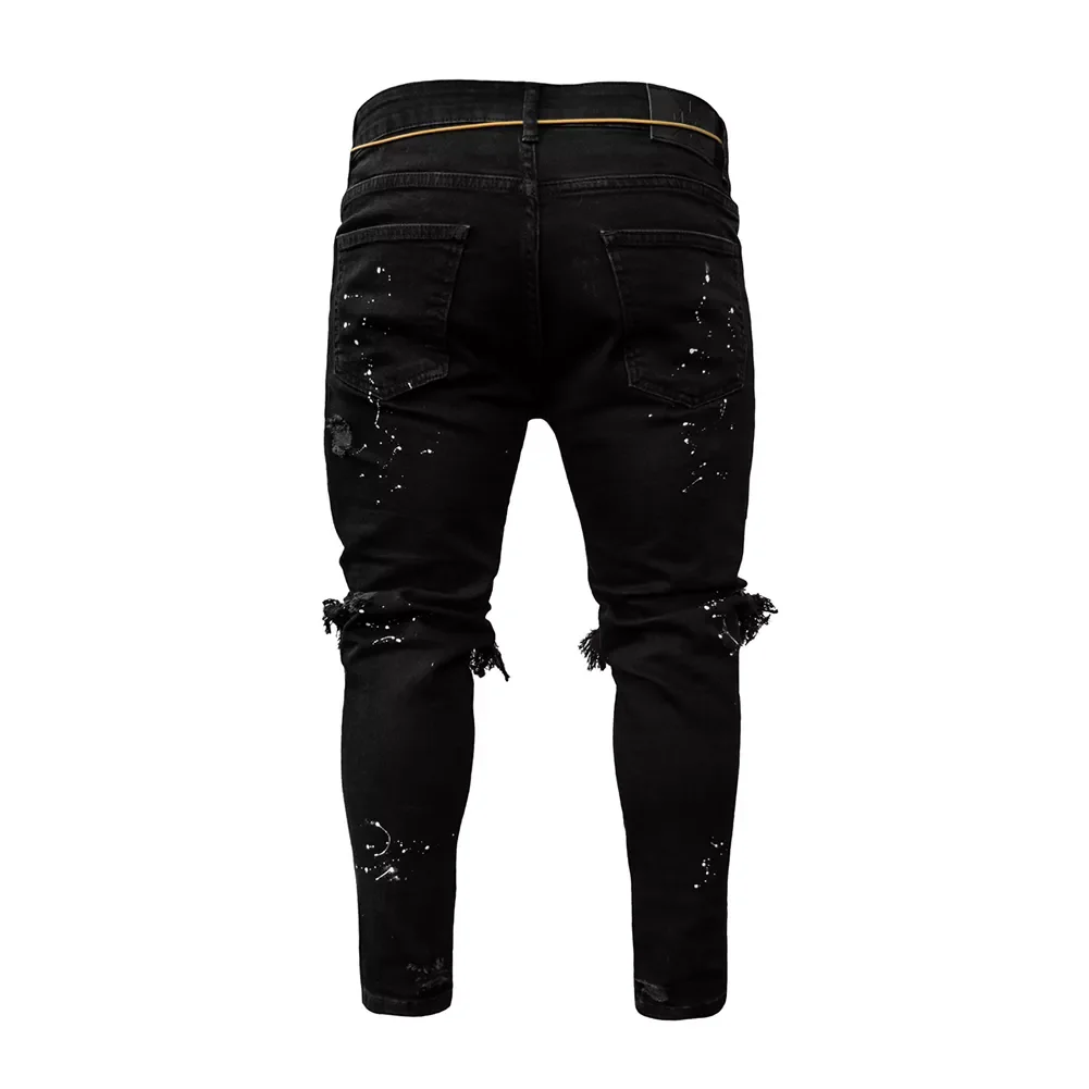 2022New Skinny Jeans men Streetwear Destroyed Ripped Jeans Homme Hip Hop Broken modis male Pencil Biker Embroidery Patch Pants