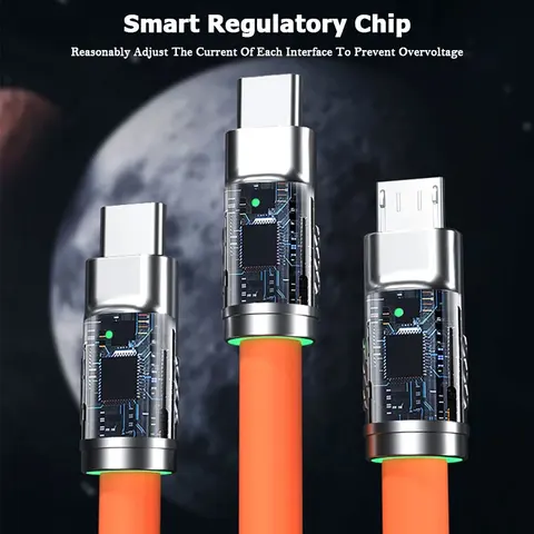 120 Вт 6А Кабель для быстрой зарядки 3-в-1 USB To Type C Micro Шнур для быстрой зарядки для Iphone Xiaomi Samsung Huawei Телефон Планшет Ноутбук