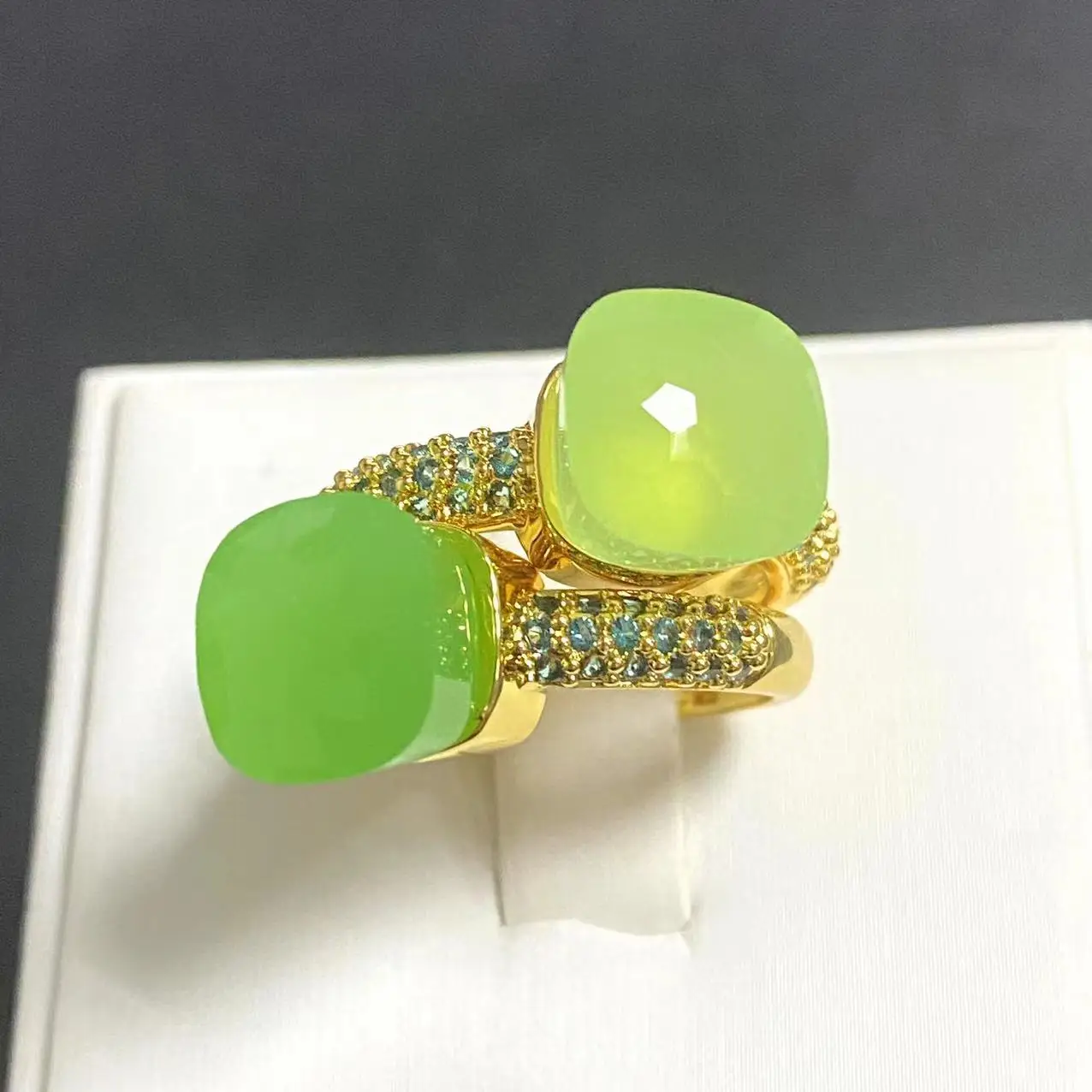 

10,6 мм кольцо Pomellato Nudo для женщин Инкрустация светильник-голубой циркон синий топаз кольцо конфетных цветов Капля воды Кристалл кольцо ювели...