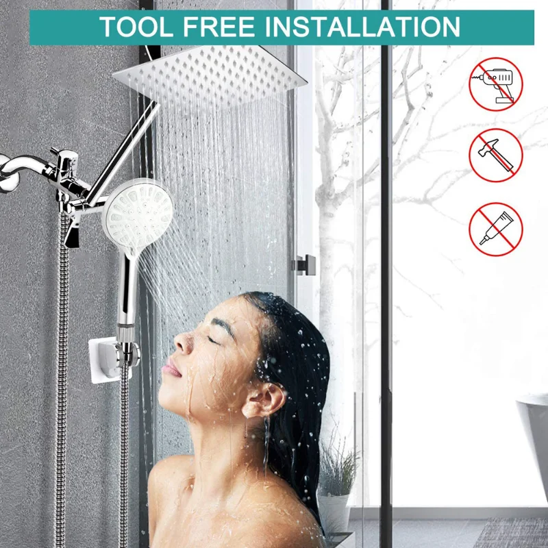 

9 Mode Stainless Steel Luxury Shower System Overhead Bathroom Shower Faucet Set Ceiling Rain Shower Set Bathroom Accessories Set