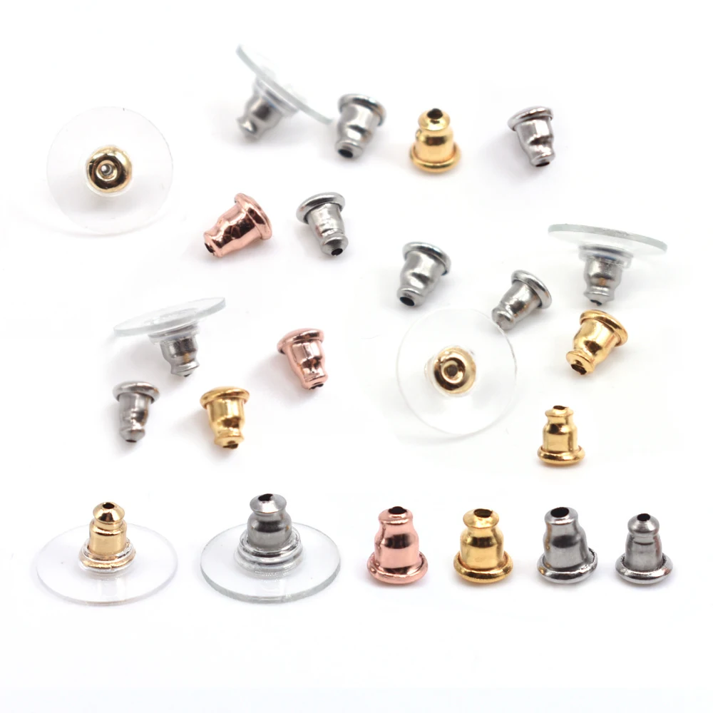 

50pcs Stainless Steel Earring Back Stoppers Ear Stud Post Nuts with Silicon Jewelry Findings Component DIY Accessories Wholesale