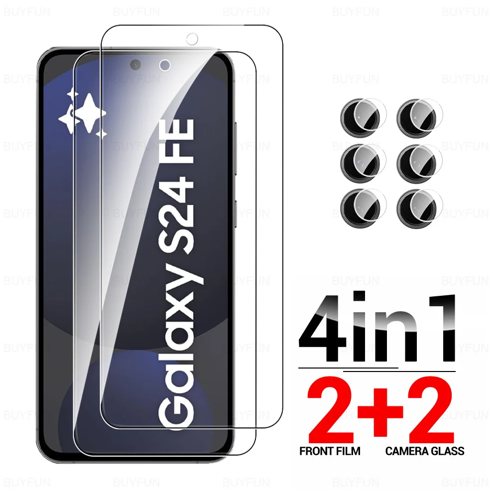 Для Samsung Galaxy S24 FE Glas 4in1 закаленное стекло камеры SamsungS24 F E Samsang S 24 Sumsung S24FE 5G Защитная