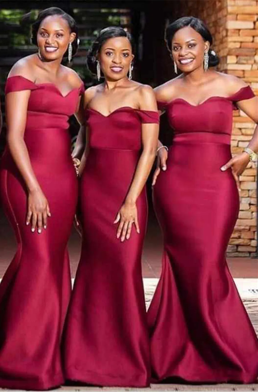 

2022 Sexy Long Burgundy Mermaid Nigerian Bridesmaid Dresses for Black Girls Off the Shoulder Vestido De Fiesta De Boda Custom
