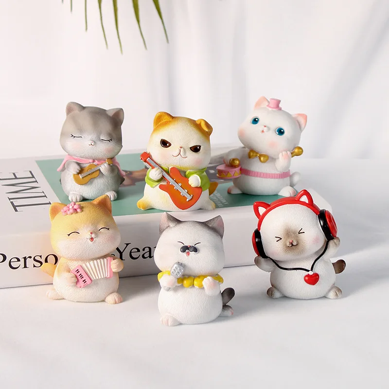 Cute Meow Xiansen Ornament Music Cat Crafts Gift Ornament Baking Cake Decoration Creative Home Desktop Ornament