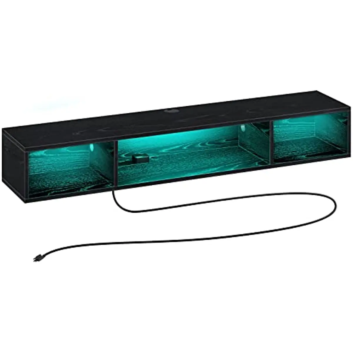 

55.1" Wall Mounted TV Shelf, Black Media Console with Storage Shelf, Entertainment Shelf Under TV for Living Room