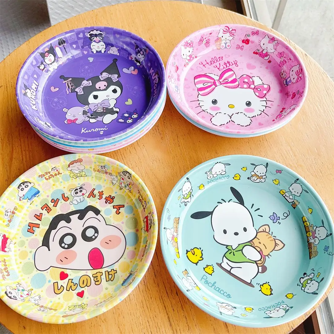 

Sanrio Kawaii Hello Kitty тарелка полачко милый мультфильм 8 дюймов тарелка фрукты тарелка Ins домашний Ресторан аниме кухонная утварь, подарок