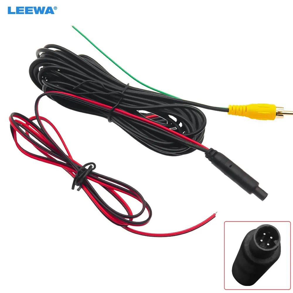 

LEEWA 6-метровый Штекерный 4-контактный разъем RCA видео и композитный силовой адаптер кабель с триггерным проводом для автомобильной камеры заднего вида # CA6545