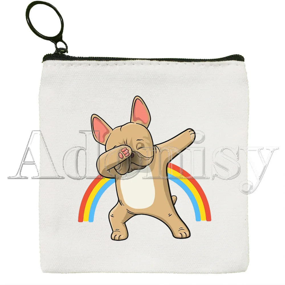 French Bulldog Korean Version Simple Coin Purse Coin Purse Female Student Canvas Cute Key Bag Mini Clutch Small Purse