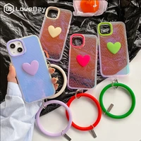 fashion candy color bracelet wristband phone case for iphone 11 12 13 pro max x xr xs max 7 8 plus se 20 laser clear hard cover