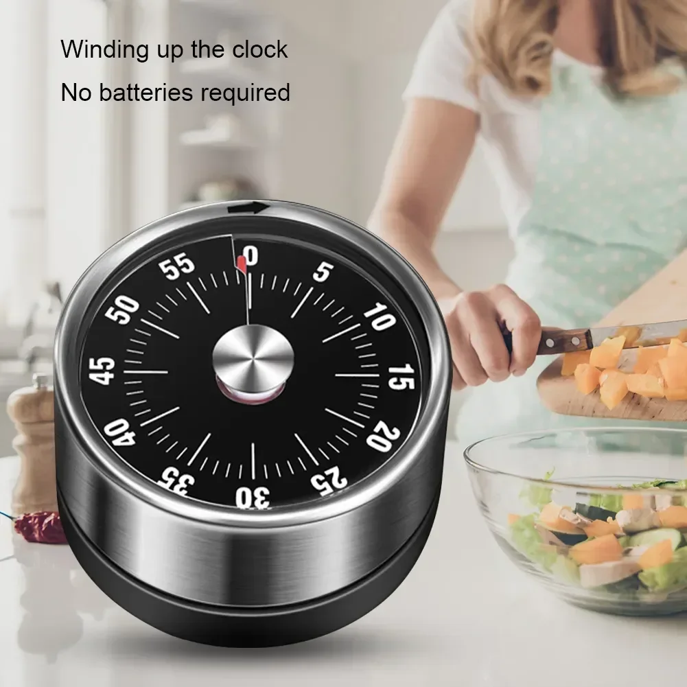 

Timers Backing Kitchen Countdown Steel Timer for Stainless Countdown Visual 60-minute Adults Kids Mechanical Magnetic Reminder