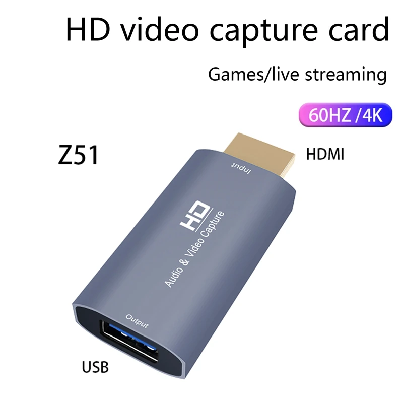 

Video Capture Card HDMI-Compatible To USB 4K/60HZ Audio Video Grabber Record Box For PS5 Laptop Camera