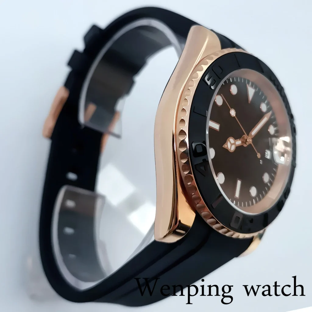 40mm Men's Classic Top Luxury Mechanical Watch Rose Gold Two-way rotating case Sapphire Glass NH35 Movement Automatic |