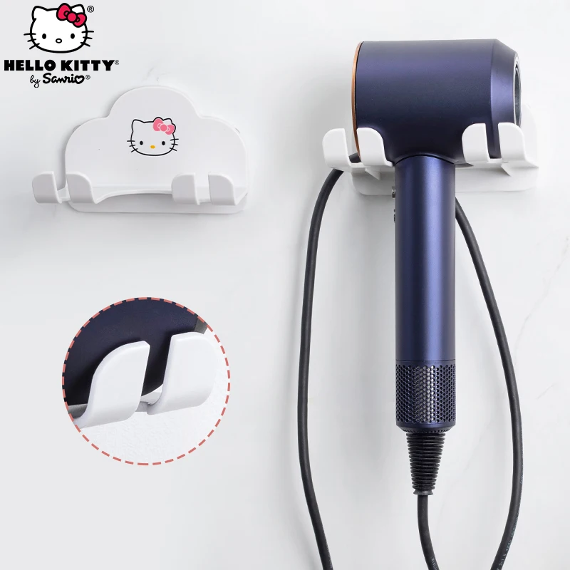 

Sanrio Hello Kitty Bathroom Wall Mounted Hair Dryer Holder Storage Rack Self-Adhesive Plastic Household Washroom Organization