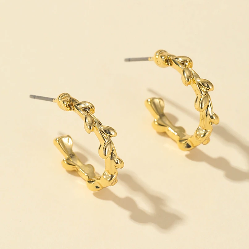 Серьги-кольца женские с-образной формы, Гладкие большие круглые сережки в креольском стиле, в стиле панк, золотистого цвета, в форме капли воды, бижутерия, Прямая поставка