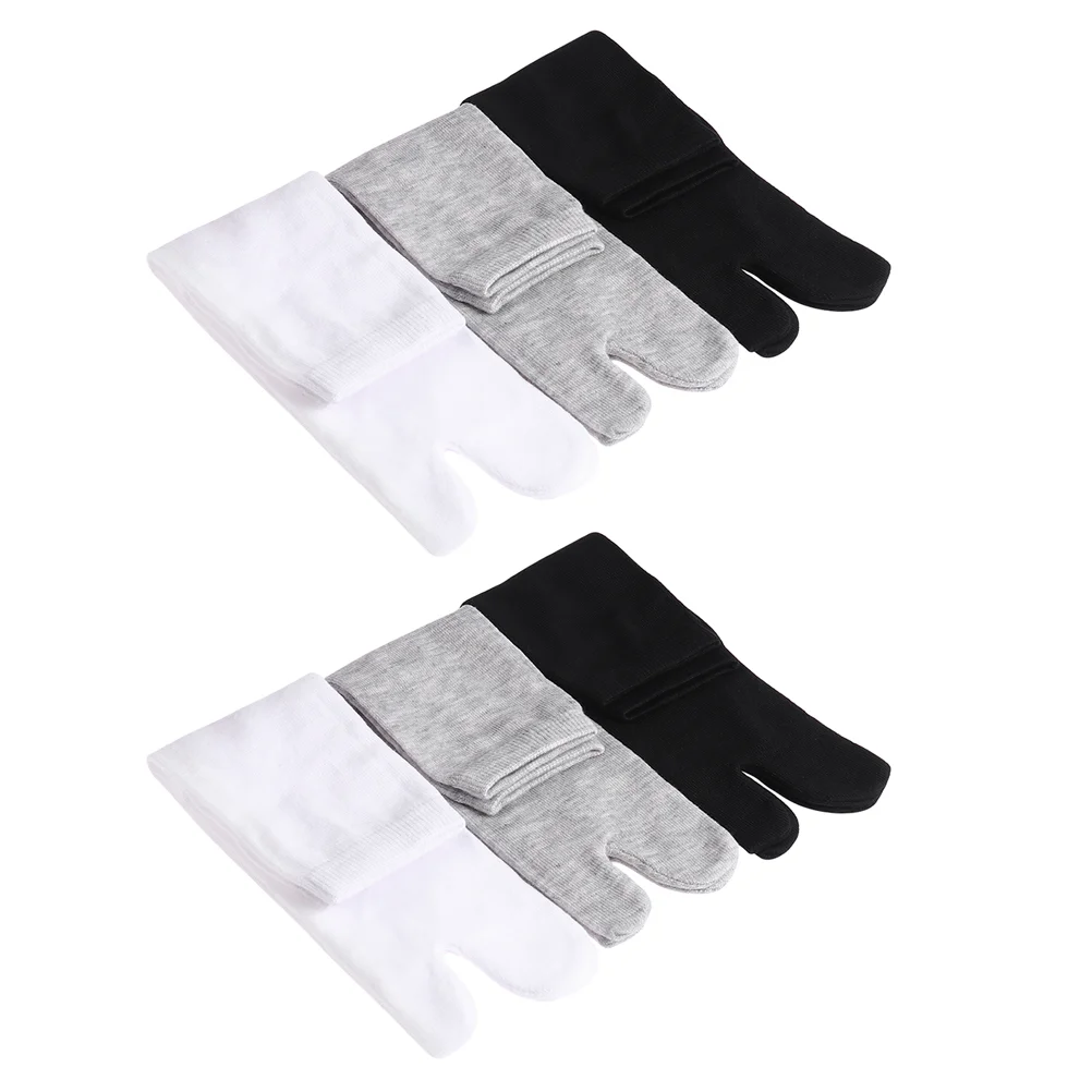 6 Pairs Tabi Socks Athletic Flop Cozy Slippers Two- Toe Unisex Men Women Cotton Stockings Warm Breathable