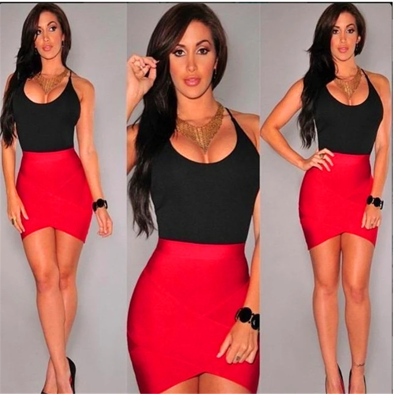 

Dresses For Women 2023 New Black And Red Stitching Patchwork Round Neck Sleeveless Sexy Irregular Vestidos