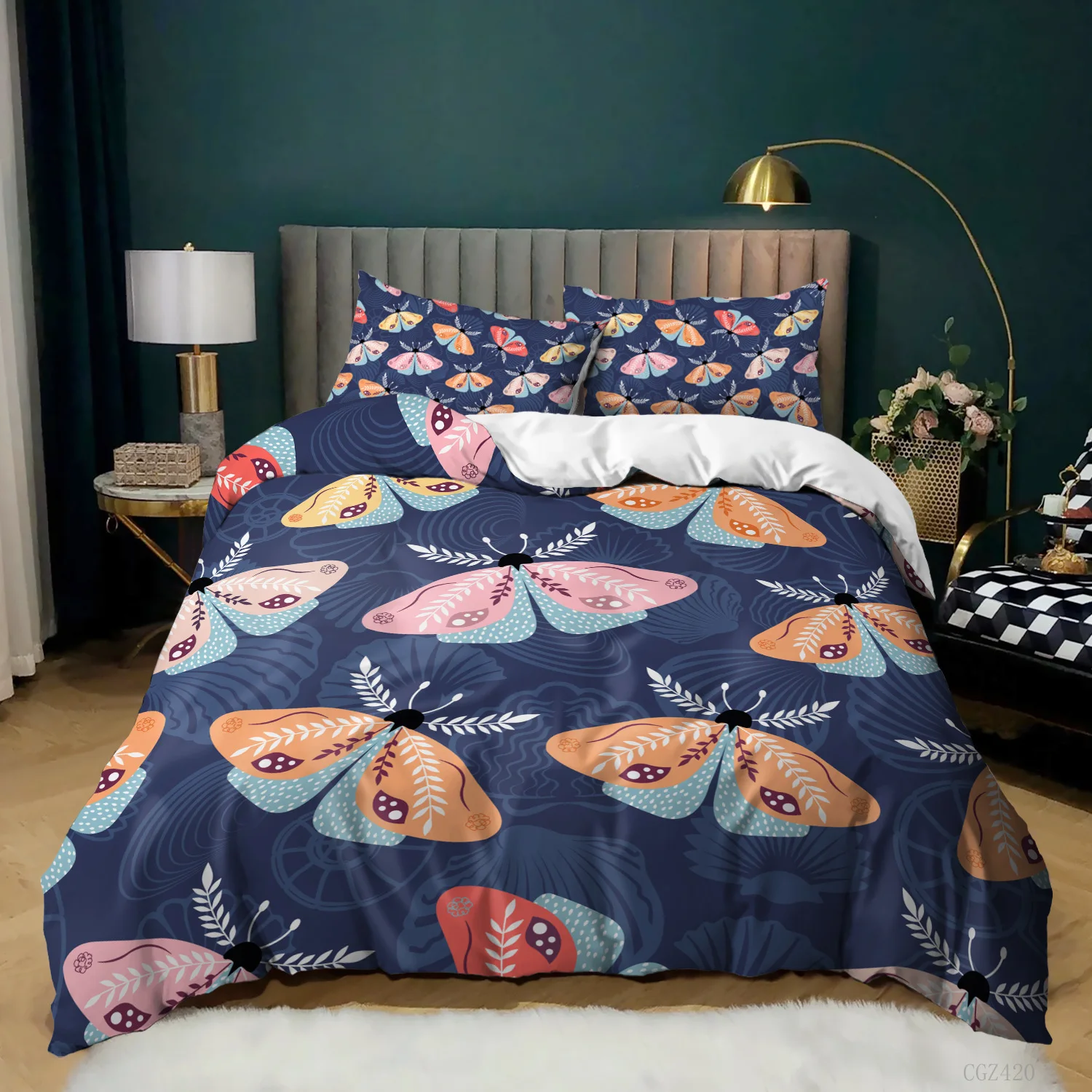 

Butterfly Duvet Cover Set Full Size Butterfly Bedding Set Microfiber Bohemian Style Butterflies Comforter Cover for Kids Teens