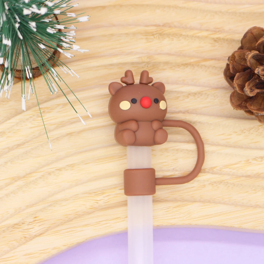 Рождественские соломенные чехлы из ПВХ 10 мм рождественские мультяшные насадки