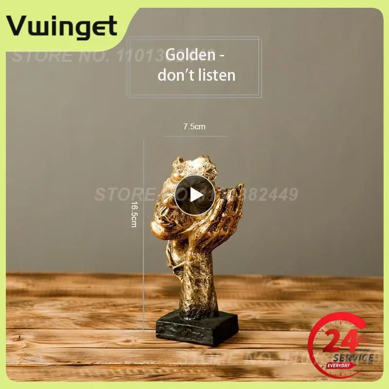 

1~8PCS Home Decoration Retro Sculpture Silence is a Golden Abstract Sculpture Half-faced Man Decoration Living Room Home Craft