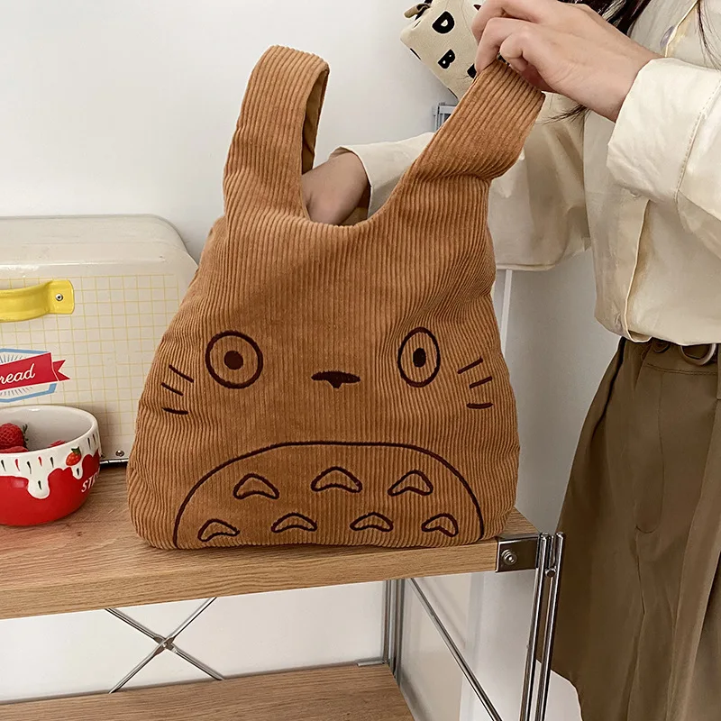

Cartoon Totoro Embroidery Lamb Fabric Handbag for Women Girls Japan INS Shoulder Bag Tote Bag Soft Fur Shopper Bag Dropshipping