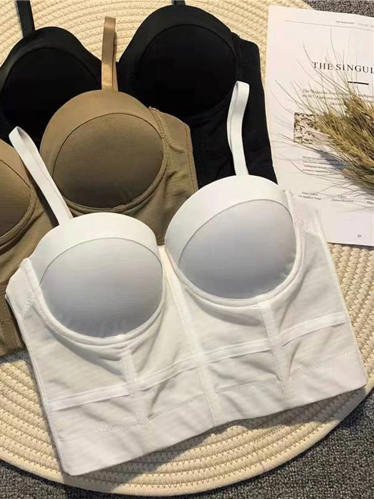 Sexy Black Transparent Bra Mesh Push Up Bralet Women's Tube Top Corset Bustier Bra Club Party Crop Top Lingerie Plus Size