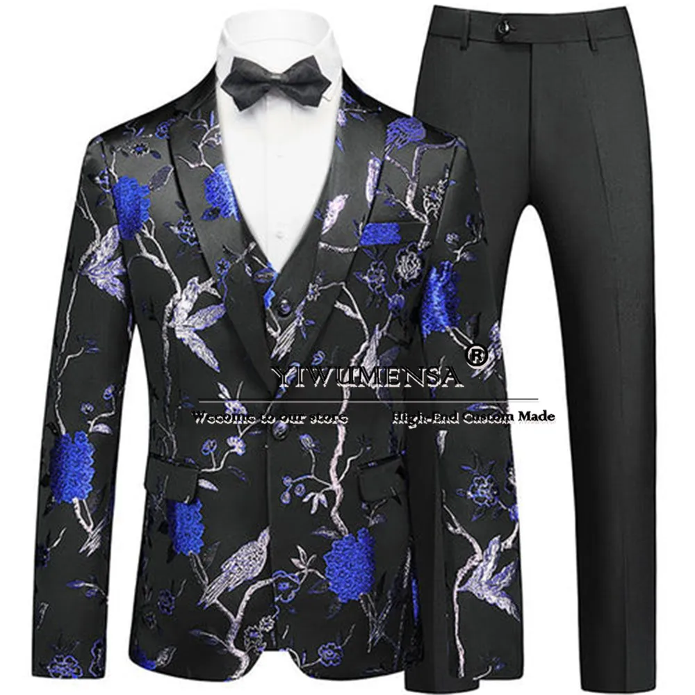 Классические жаккардовые костюмы для мужчин на свадьбу Однобортный блейзер