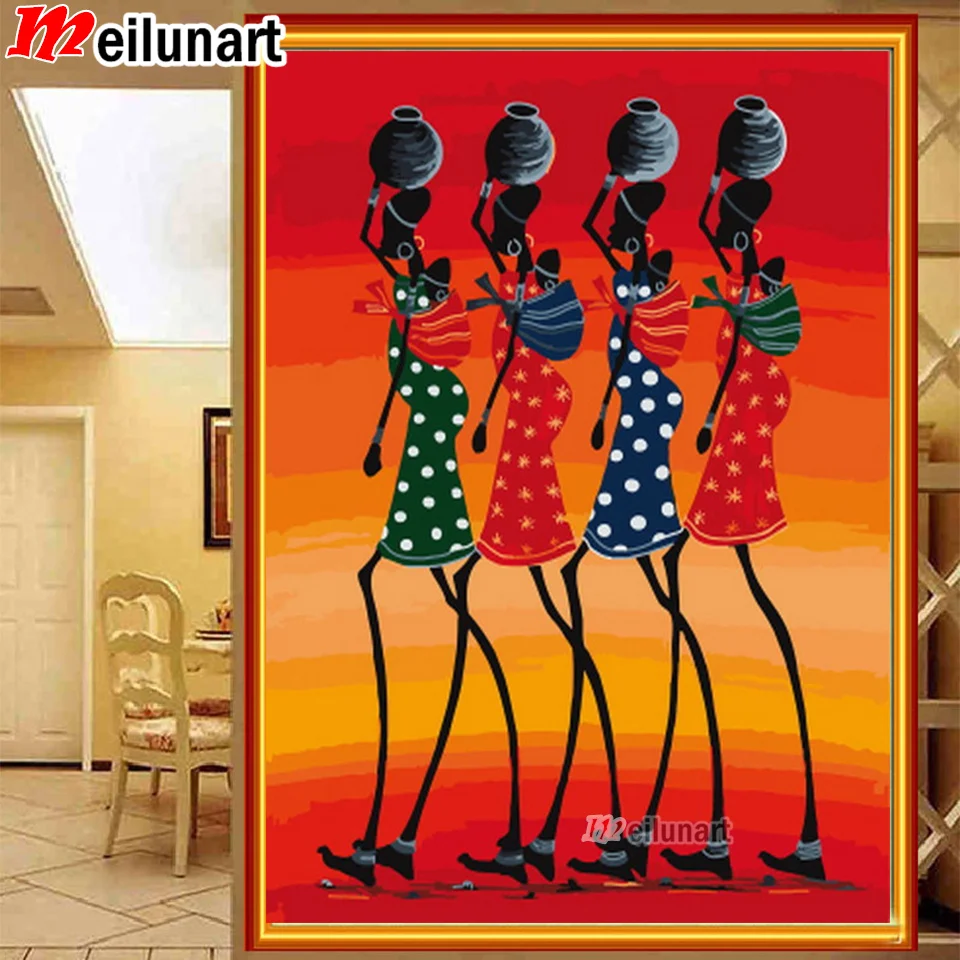 

Алмазная живопись для африканских женщин, алмазная вышивка, полноразмерная картина стразы, 5d портрет, фото, искусство на заказ, домашний дек...