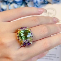 new fashion luxury colorful aaa zirconia jewelry engagement wedding ring prom party noble gift for girlfriends mood ring