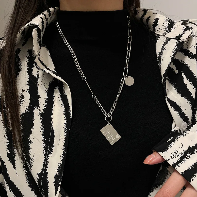 

Simple Letter Trendy Girl Pendant, Hip Hop Does Not Fade Sweater Accessories Men's Sweater Chain