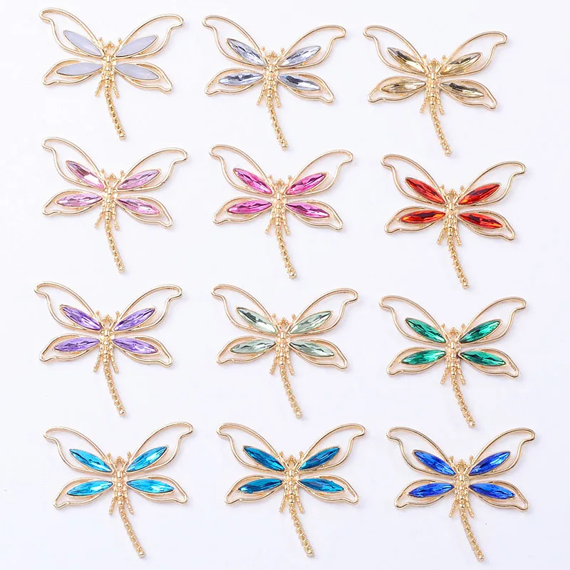 

WZNB 10Pcs 51x52mm Crystal Dragonfly Charms Large Insect Alloy Pendant for Jewelry Making Diy Earring Necklace Accessories