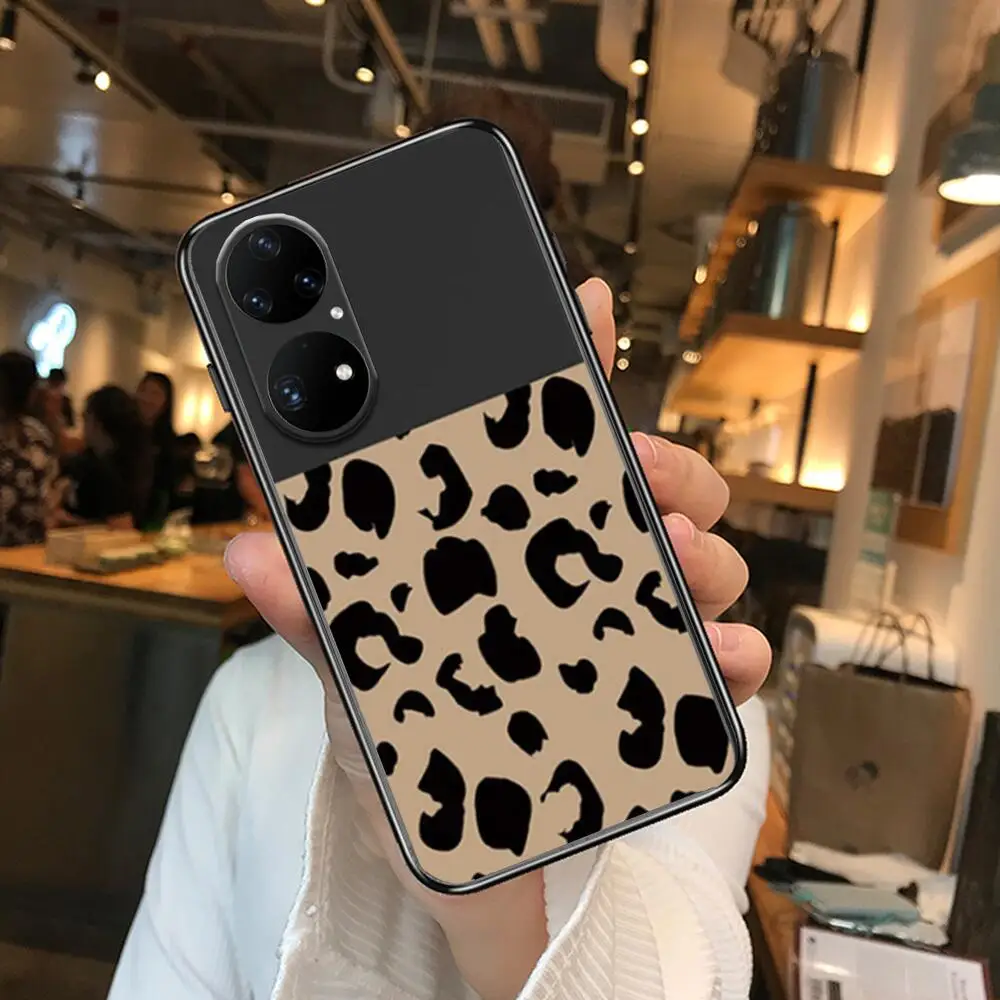 Модный чехол для телефона с леопардовым принтом Huawei p50 P40 p30 P20 10 9 8 Lite E Pro Plus черный