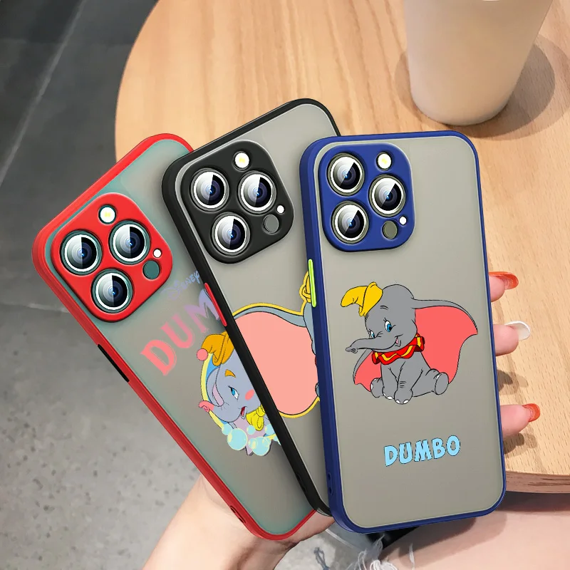 

Dumbo Disney Cute Elephant For Apple iPhone 13 12 11 Mini XS XR X Pro MAX 8 7 Plus Frosted Translucent Funda Capa Phone Case