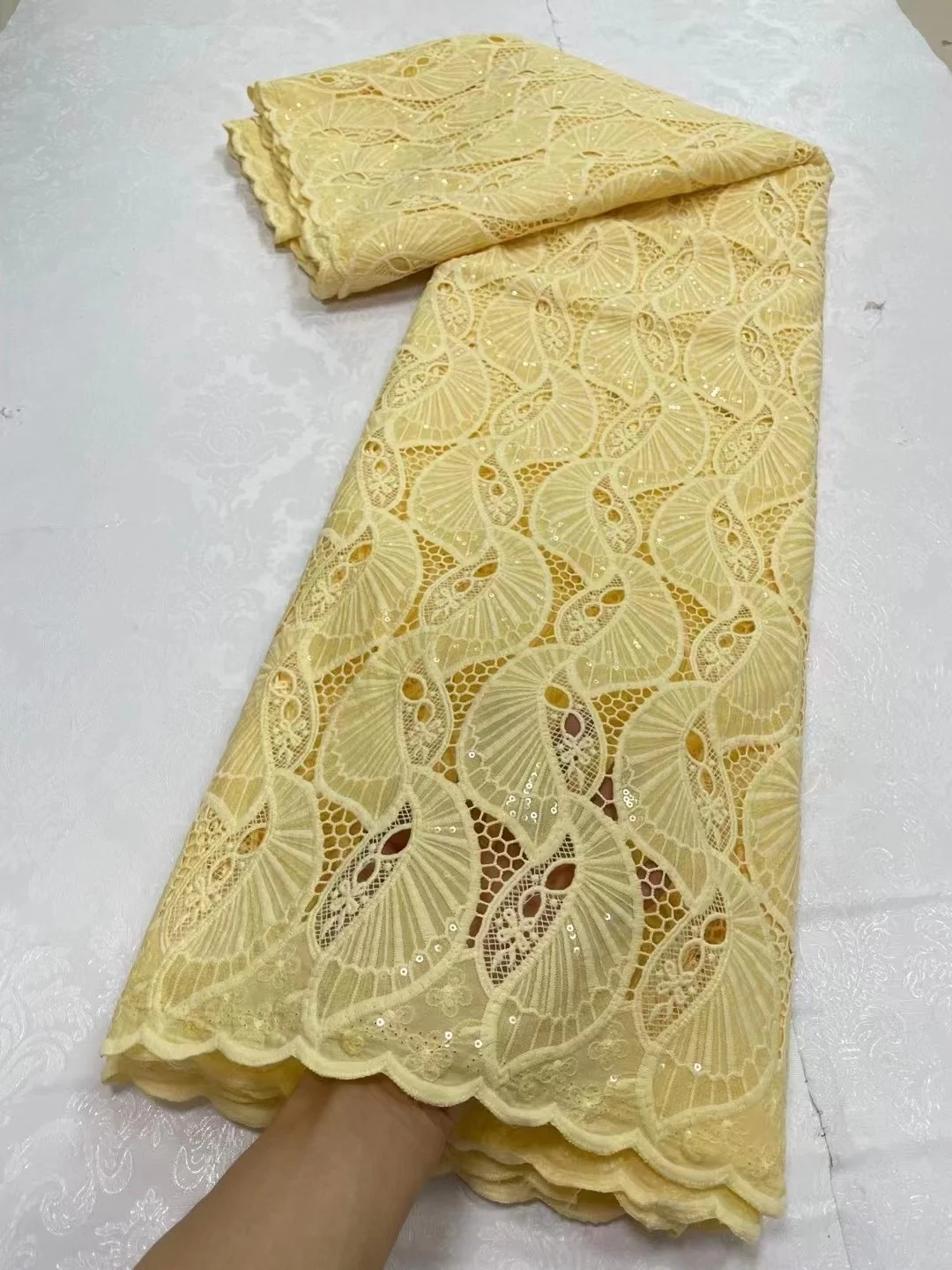 Африканский гипюр Водорастворимая сетчатая кружевная ткань 2024