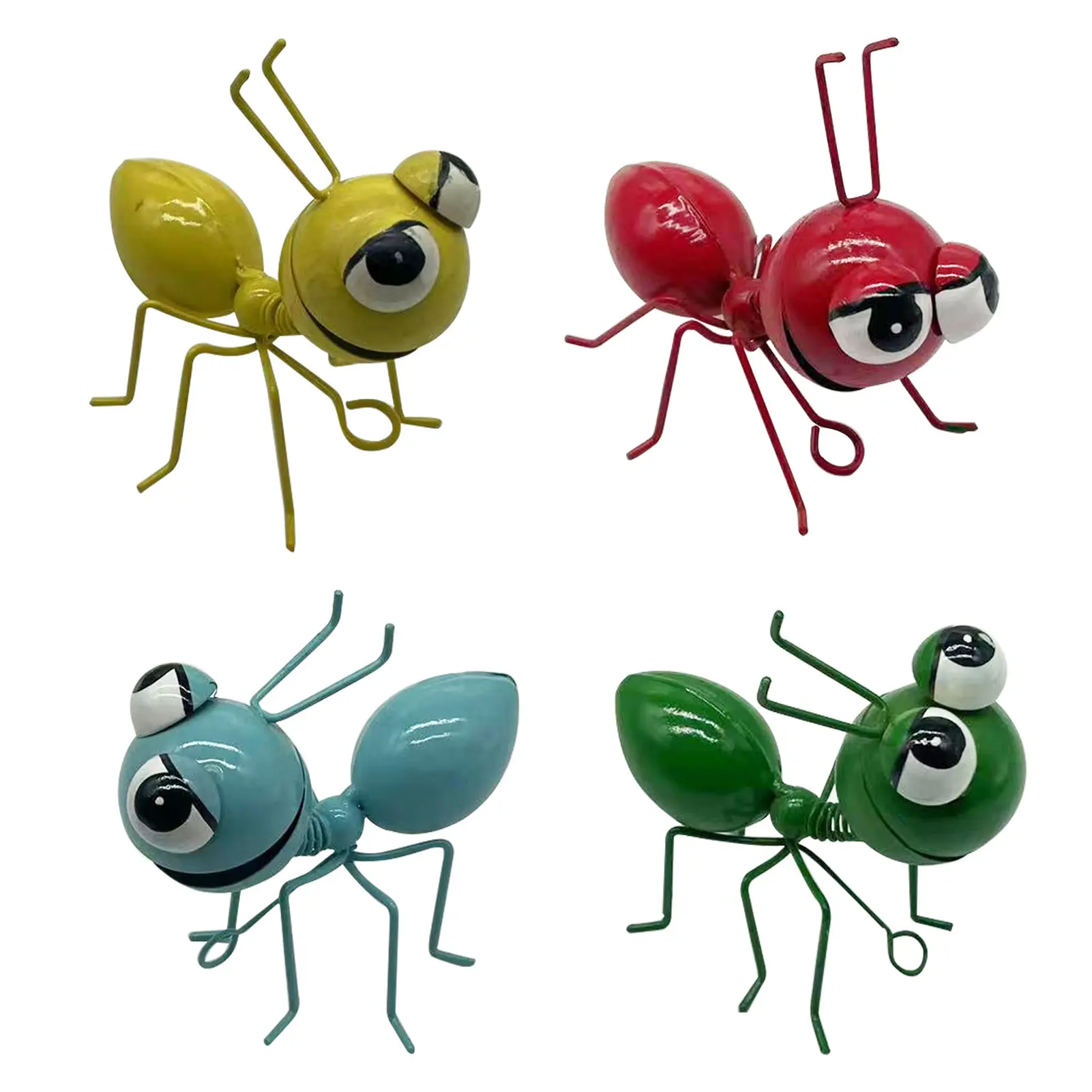

4pcs Garden Decor 3D Sculpture Lawn Fence Ornament Bar Craft Bedroom Indoor Outdoor Easy Install Wall Art Yard Metal Ant Gift