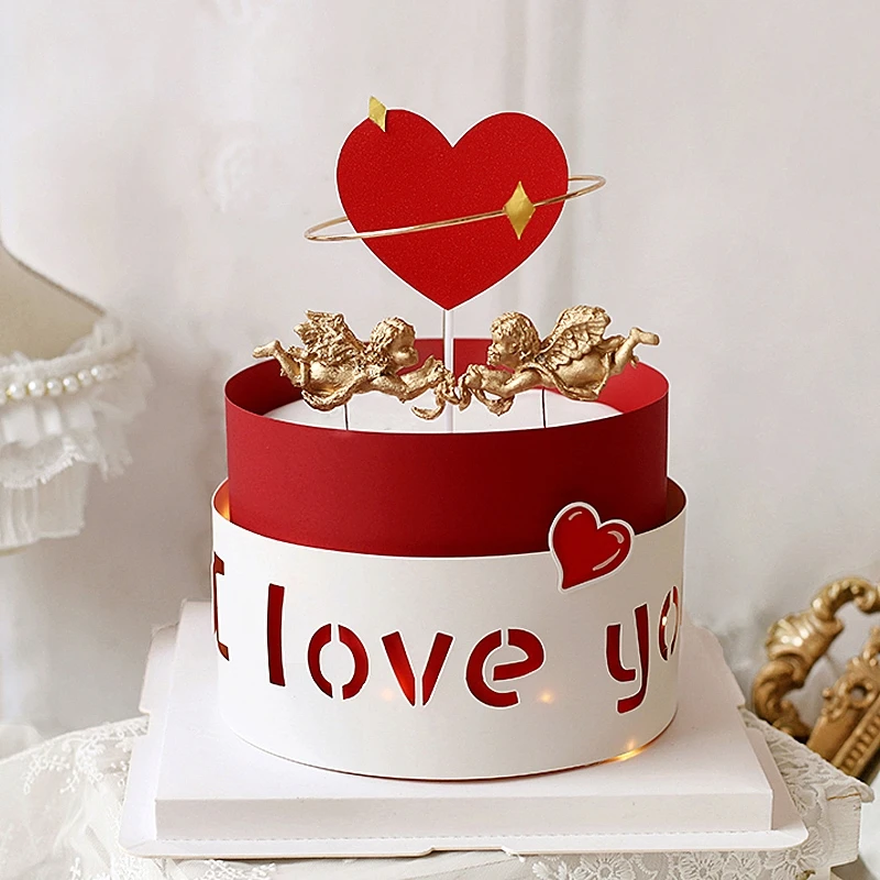 

Love Letter Valentine's Day Cake Decoration Iron Art Heart Cake Party Happy Birthday Topper Cakes Supplies Decor Gifts