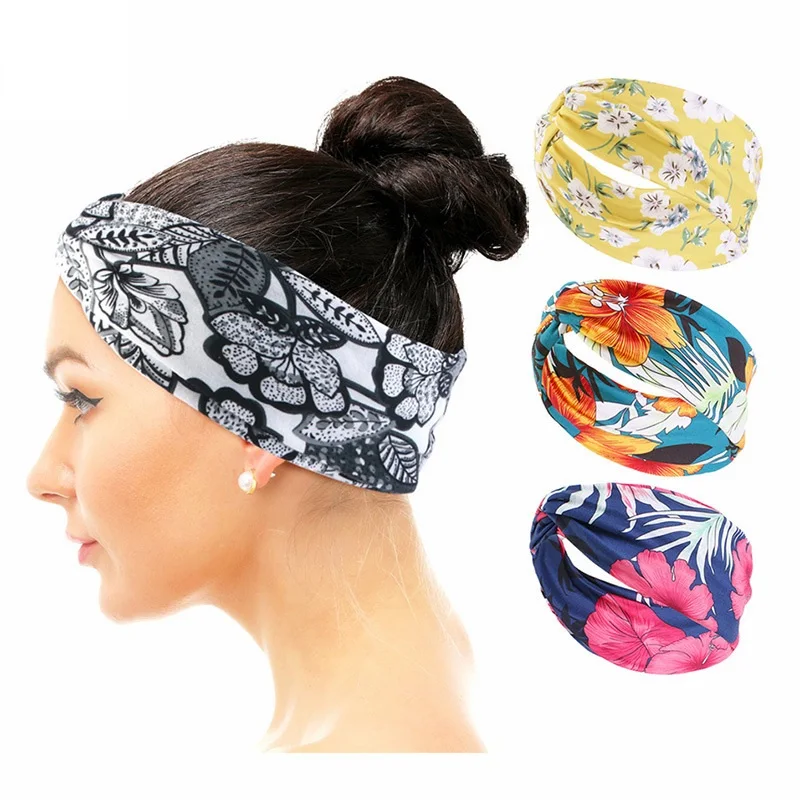 

New Floral Print Knot Headbands for Women Girl Summer Twisted Headband Turban Head Wrap Bandanas Bandage Girls Accessoires