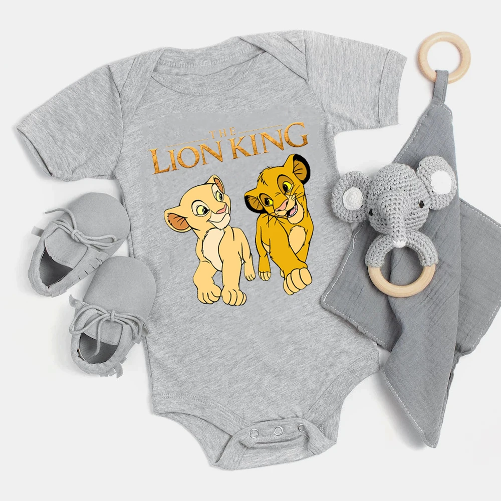 The Lion King Baby Girl Boy Clothes Cartoon Simba Print Infant Bodysuit Cotton Short Sleeve Newborn Toddler Jumpsuit Outfits