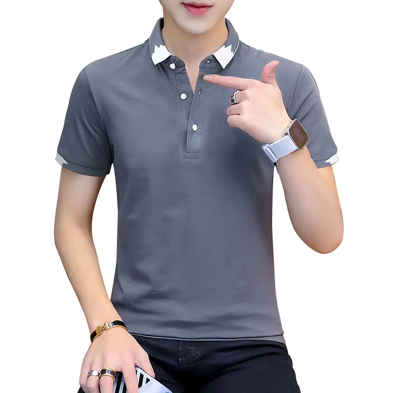 

2022 New Summer Short Sleeve T-shirt Men's Polo Shirt Trend Solid Color Men's Cotton Half Sleeve Trend Mens Clothing