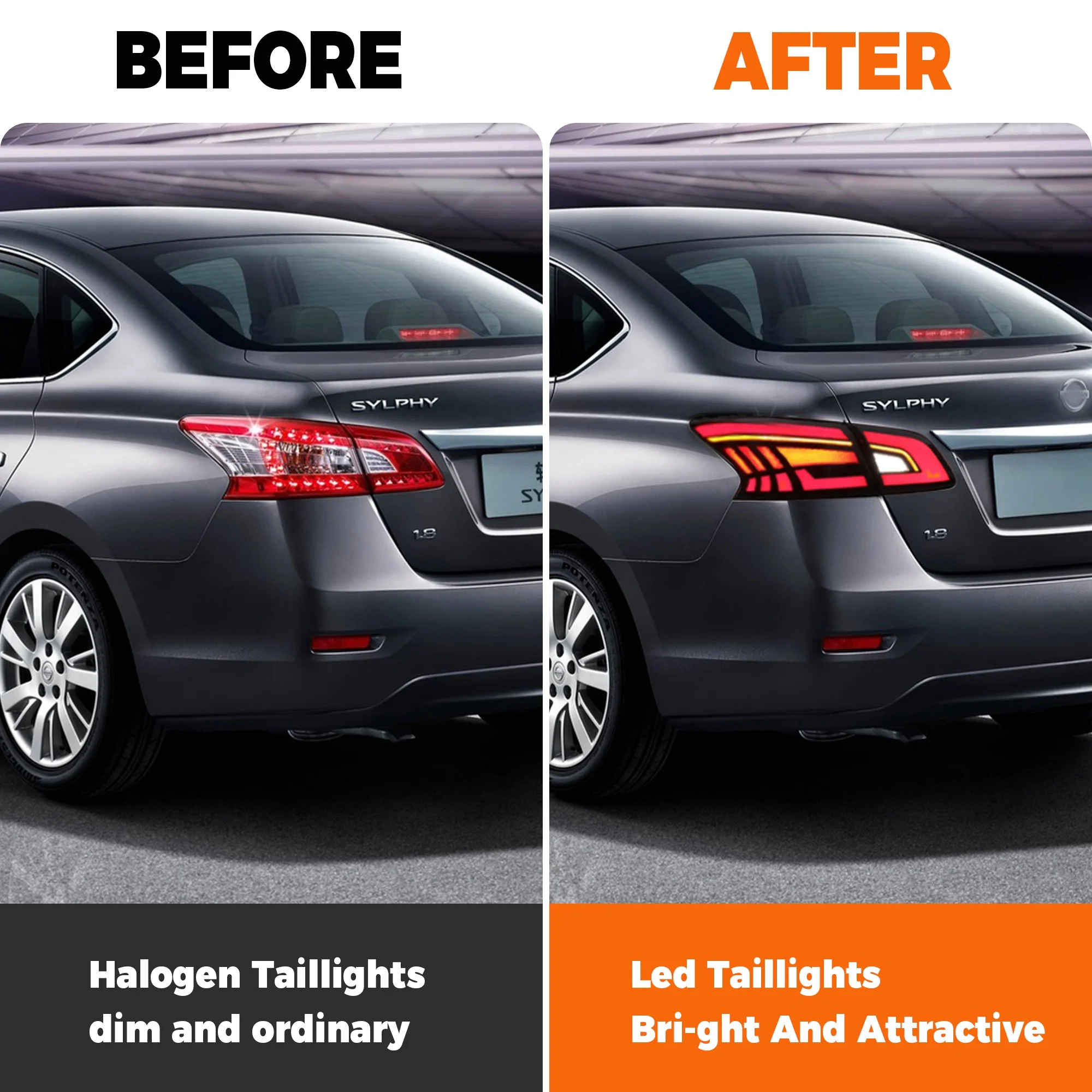 Фото Автомобильные светодиодные задние фонари для 13TH Nissan Sentra Sylphy 2012-2015,2016-2019, 2022 анимационные задние фонари RGB, светодиодный задний фонарь в сборе №2