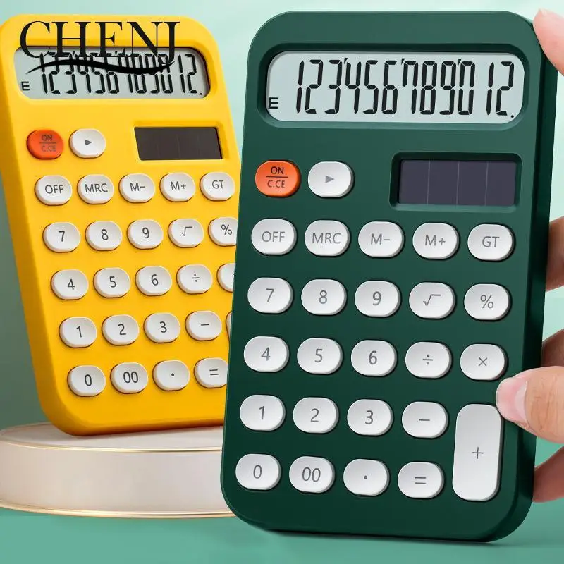 

Милый креативный маленький портативный электронный калькулятор ярких цветов с 12 знаками для дома, офиса, школы, инструменты для финансового учета