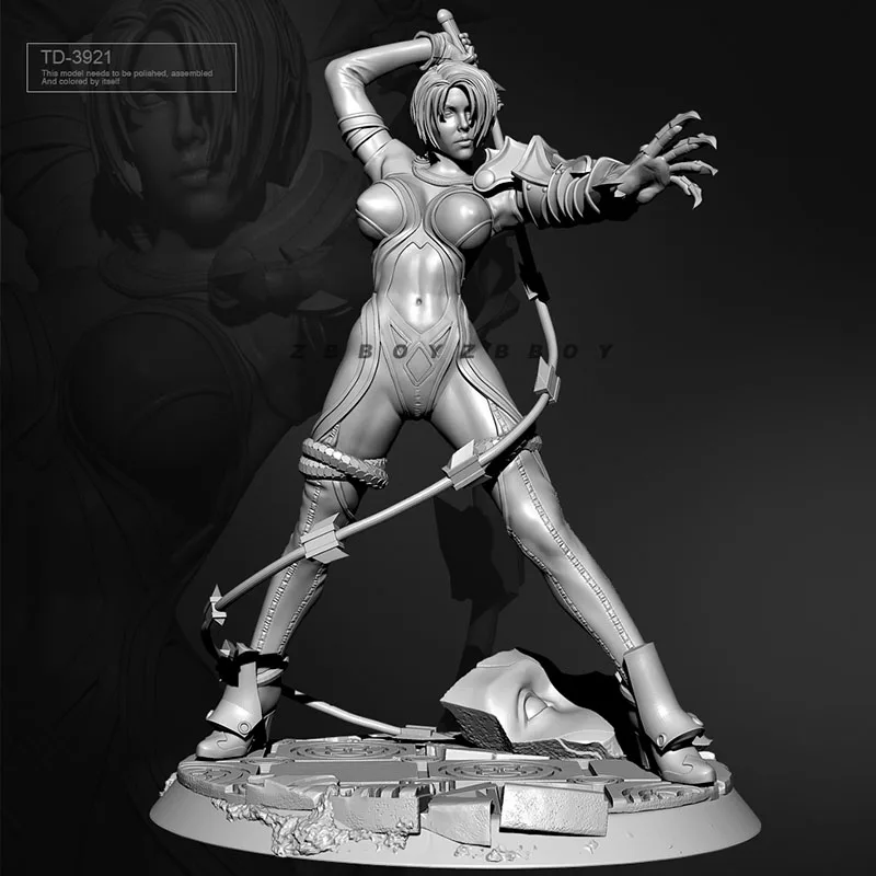 

75mm Magic Whip Woman Resin Soldier Man White model TD-3921