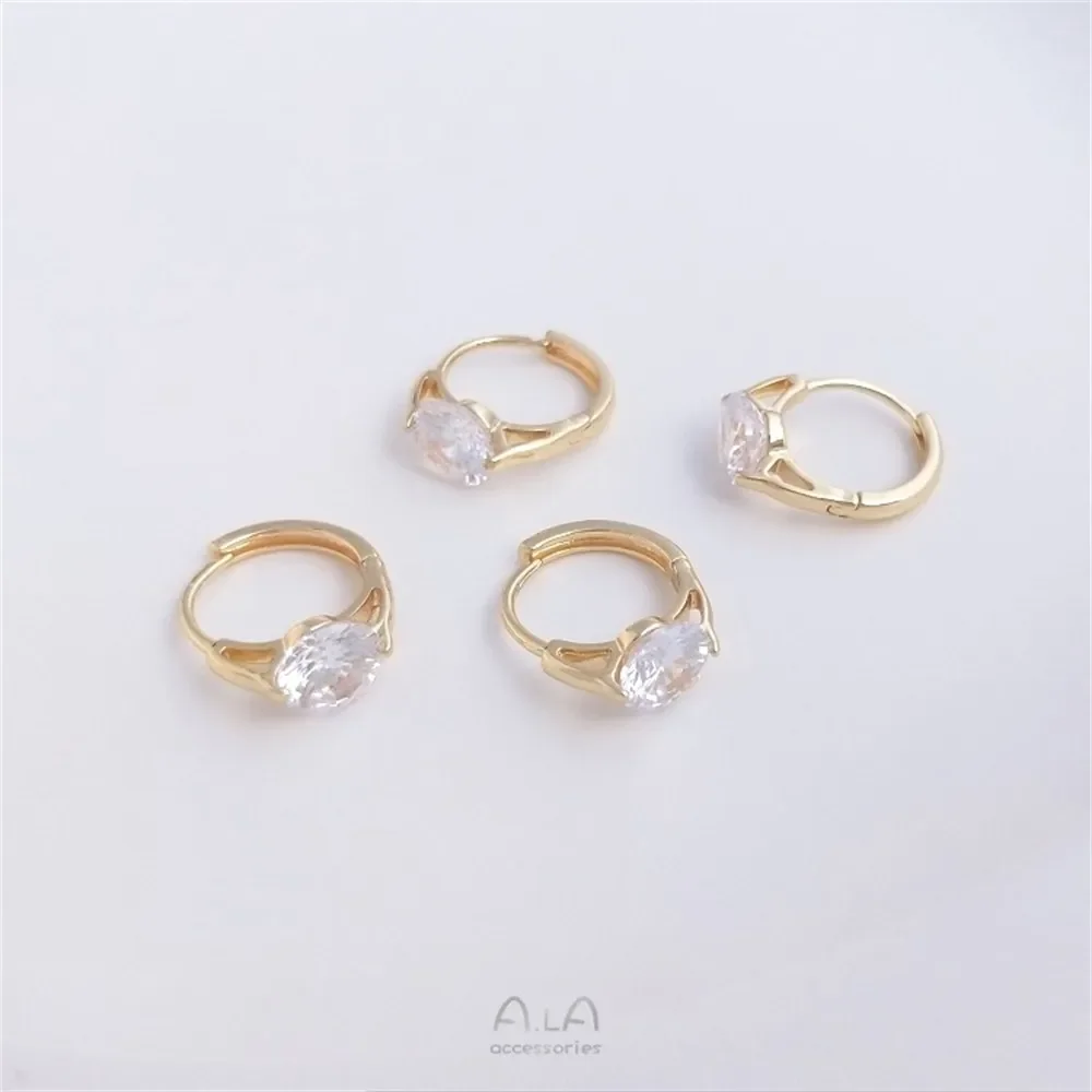 Серьги с цирконом из 14-каратного золота модные легкие роскошные серьги-кольца