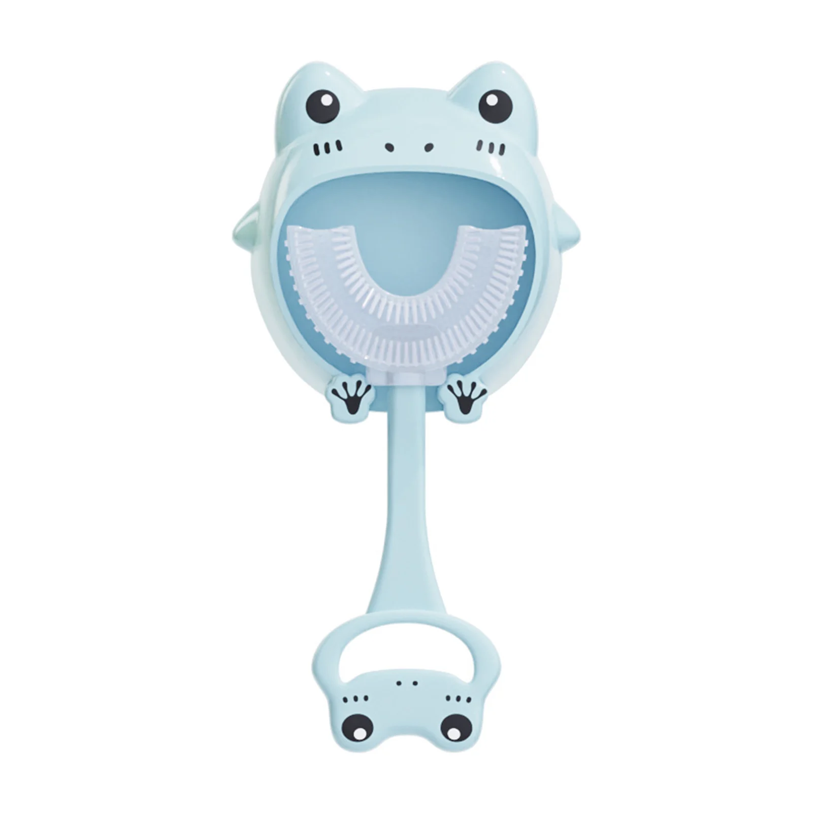 

Kid Toothbrush With Storage Bracket Silicone Head Home Toddler U Shaped Oral Care Durable Cute Cartoon Training Ergonomic Soft
