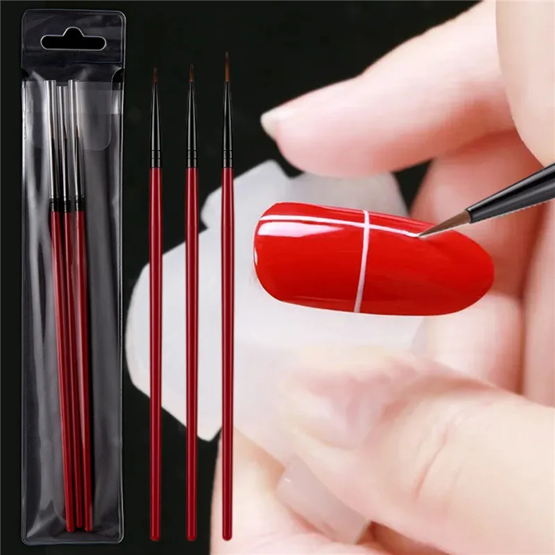 

3Pcs Nail Brushes Line Drawing Nail Painting Pen Professional Nail Art DIY Set Acrylic Manicure French Thin Stripe Design Tools