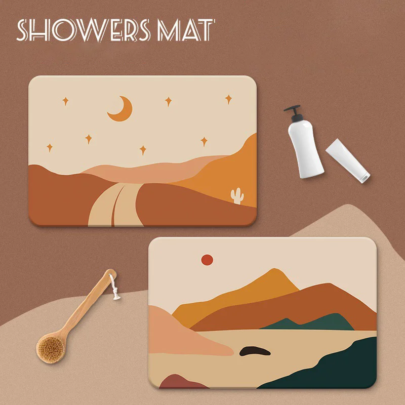 Коврик для ванной и душа Diatomaceous Earth резиновый супервпитывающий нескользящий